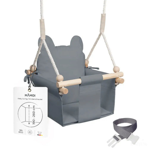 MAMOI® Balancoire interieur pour bebe et enfants, Siege balançoire en bois et en coton pour bébé, Balansoire pour enfant, Balancelle scandinave, Baby swing-0