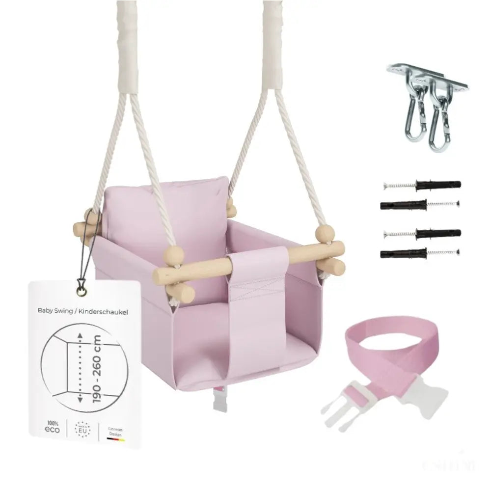 MAMOI® Balancoire interieur pour bebe et enfants, Siege balançoire en bois et en coton pour bébé, Balansoire pour enfant, Balancelle scandinave, Baby swing-0