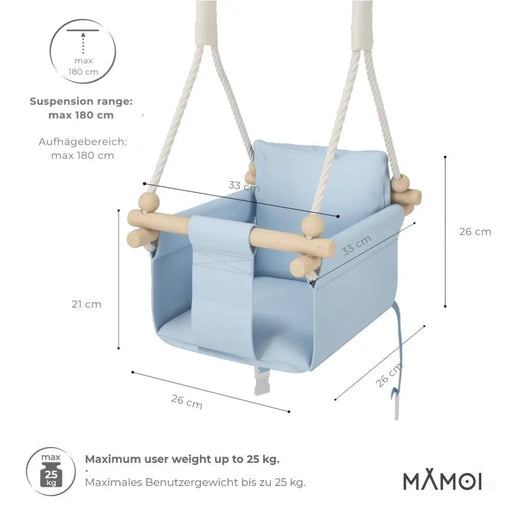 MAMOI® Balancoire interieur pour bebe et enfants, Siege balançoire en bois et en coton pour bébé, Balansoire pour enfant, Balancelle scandinave, Baby swing-1