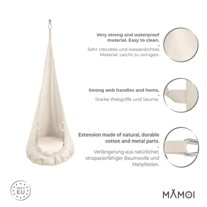 MAMOI® Cocon hamac pour enfant, Fauteuil suspendu pour bebe, Balançoire thérapeutique de coton, Balancoire sensorielle interieur, Jeu sensoriel autisme-2