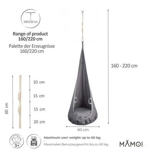 MAMOI® Cocon hamac pour enfant, Fauteuil suspendu pour bebe, Balançoire thérapeutique de coton, Balancoire sensorielle interieur, Jeu sensoriel autisme-1