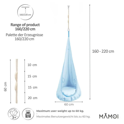 MAMOI® Cocon hamac pour enfant, Fauteuil suspendu pour bebe, Balançoire thérapeutique de coton, Balancoire sensorielle interieur, Jeu sensoriel autisme-1