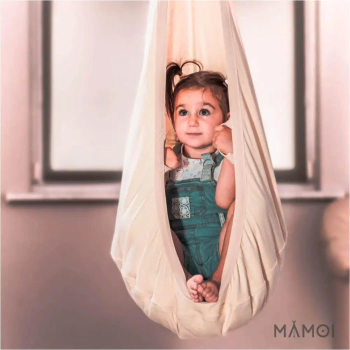 MAMOI® Cocon hamac pour enfant, Fauteuil suspendu pour bebe, Balançoire thérapeutique de coton, Balancoire sensorielle interieur, Jeu sensoriel autisme-4