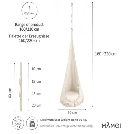 MAMOI® Cocon hamac pour enfant, Fauteuil suspendu pour bebe, Balançoire thérapeutique de coton, Balancoire sensorielle interieur, Jeu sensoriel autisme-1