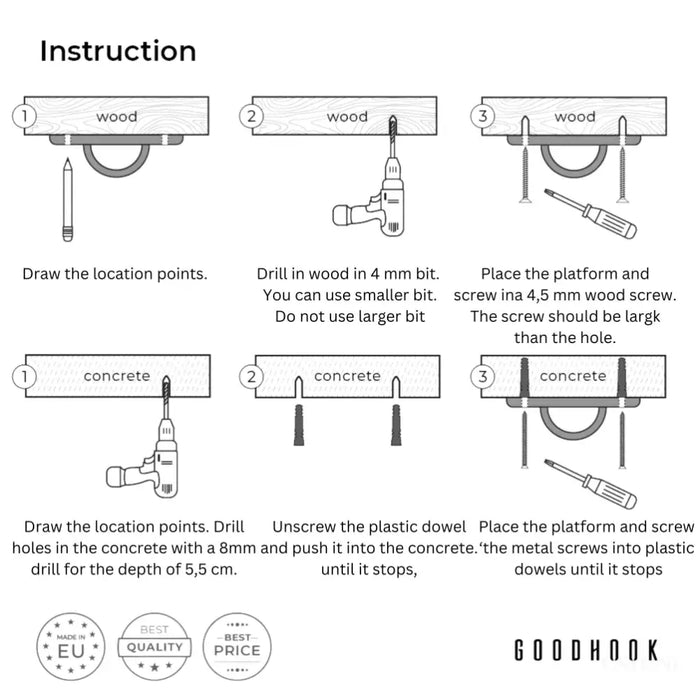 MAMOI® Crochet de plafond pour la balancoire et hamac, Kit fixation de suspension, Accroche sac de frappe et boxe-5