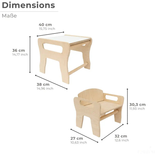 MAMOI® Meubles de chambre d'enfant stylés : table d'enfant avec chaises - bureau groupe de sièges table chaise set enfant - chaise enfant.-1