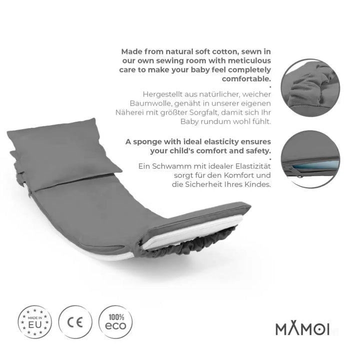 MAMOI® Oreiller de Planche D`équilibre Gris | Tapis de Planche D'équilibre | Tapis de Balance Board | Matériau de la Planche D`équilibre | Coussin pour Balance Board | CE | 100% ECO | Made in EU-1