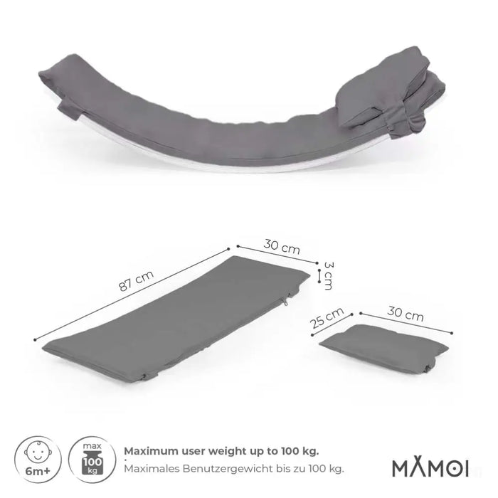 MAMOI® Oreiller de Planche D`équilibre Gris | Tapis de Planche D'équilibre | Tapis de Balance Board | Matériau de la Planche D`équilibre | Coussin pour Balance Board | CE | 100% ECO | Made in EU-2