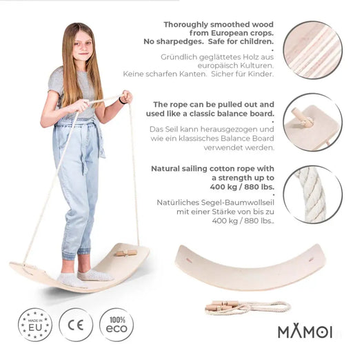 MAMOI® Planche equilibre pour enfant, Balance board, Planches d'équilibre, Jeu équilibre de proprioception en bois, Jeux motricité montessori 1 an 2/3 ans-1