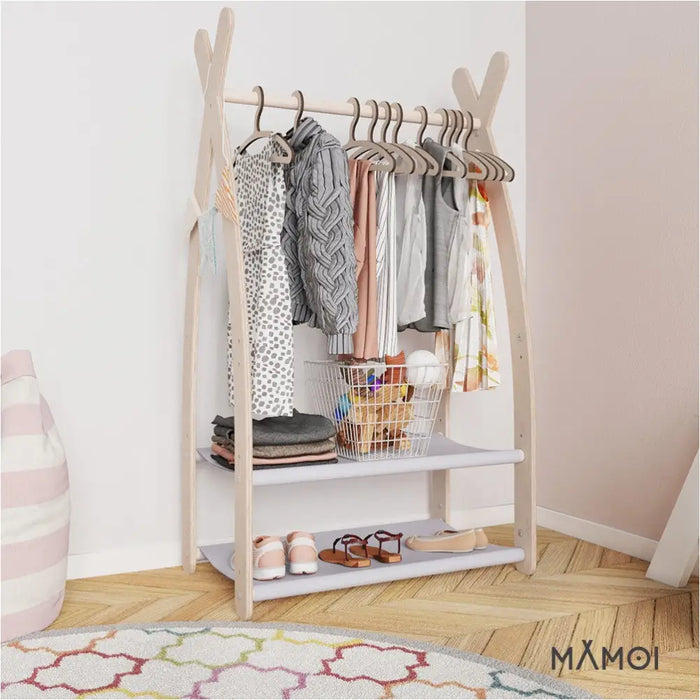 MAMOI® Portant vetement enfant 53x95x32cm | Portant a vetement bois | Penderie vetement armoire enfant bebe | Meubles enfants bois meuble vetement | 100% ECO | Fabriqué dans l'UE-5