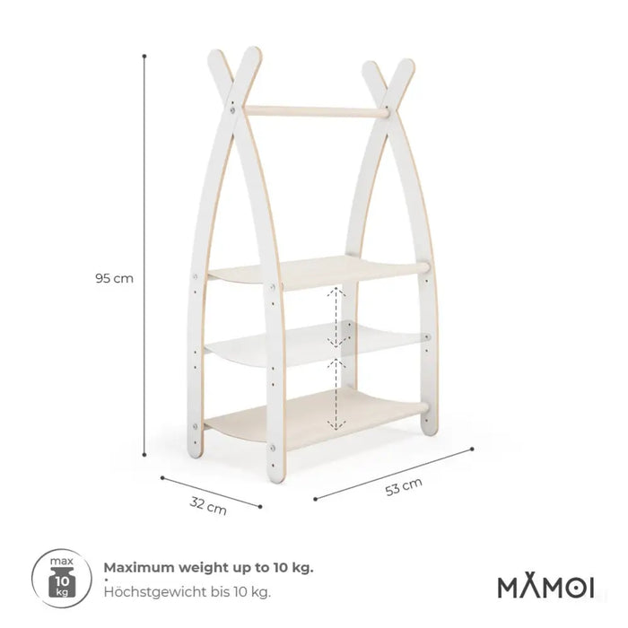 MAMOI® Portant vetement enfant 53x95x32cm | Portant a vetement Yarnwood | Penderie vetement armoire enfant bebe | Meubles enfants bois meuble vetement | 100% ECO | Fabriqué dans l'UE-2