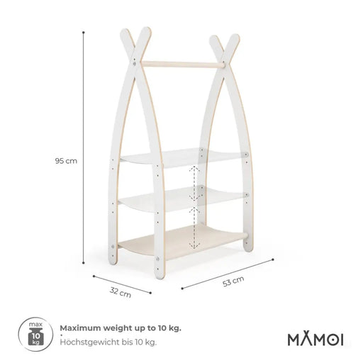 MAMOI® Portant vetement enfant 53x95x32cm | Portant a vetement Yarnwood | Penderie vetement armoire enfant bebe | Meubles enfants bois meuble vetement | 100% ECO | Fabriqué dans l'UE-1