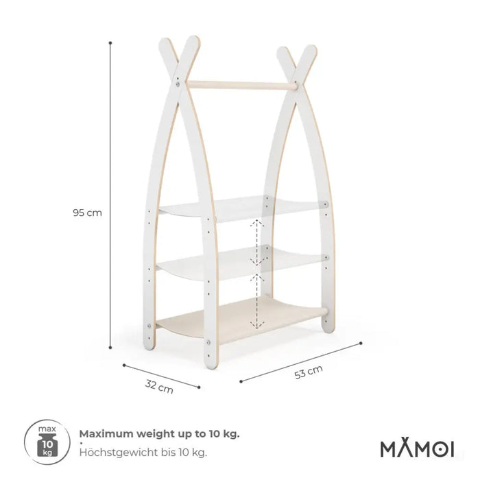 MAMOI® Portant vetement enfant 53x95x32cm | Portant a vetement Yarnwood | Penderie vetement armoire enfant bebe | Meubles enfants bois meuble vetement | 100% ECO | Fabriqué dans l'UE-1