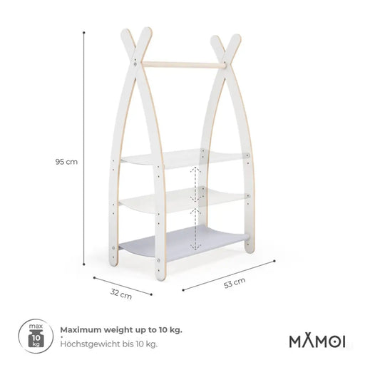 MAMOI® Portant vetement enfant 53x95x32cm | Portant a vetement Yarnwood | Penderie vetement armoire enfant bebe | Meubles enfants bois meuble vetement | 100% ECO | Fabriqué dans l'UE-1