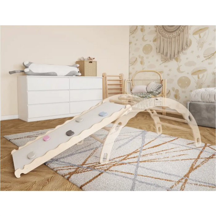 MAMOI® Toboggan interieur pour enfant, Tobogan pour triangle et mur escalade pour bebe, Jeux en bois intérieur, Tobbogan montessori à partir de 1 an 2/3 ans-1