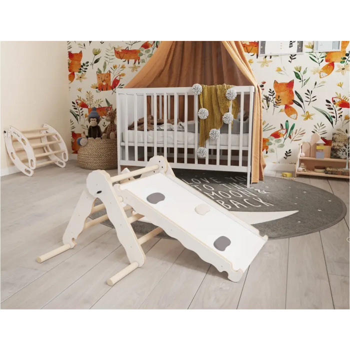 MAMOI® Triangle descalade avec toboggan interieur pour enfant, Mur escalade intérieur en bois pour bebe à partir de 1/2/3 an, Motricité libre montessori-2