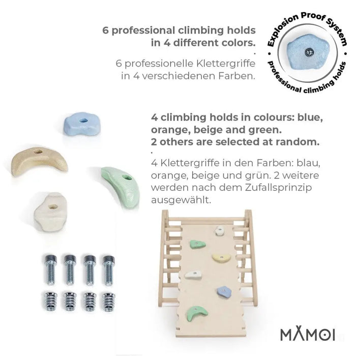 MAMOI® Triangle descalade avec toboggan interieur pour enfant, Mur escalade intérieur en bois pour bebe à partir de 1/2/3 an, Motricité libre montessori-7