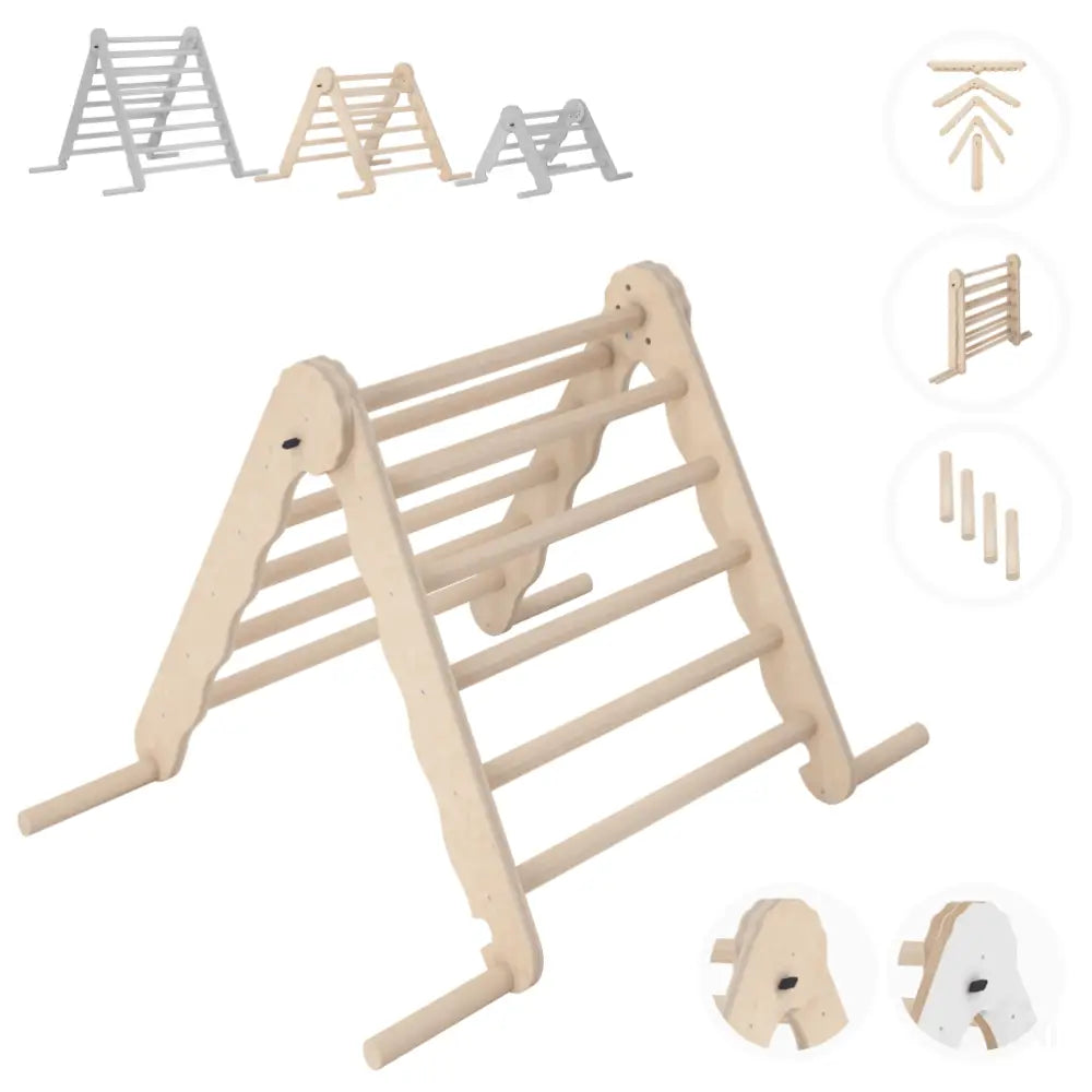 MAMOI® Triangle descalade interieur pour enfant, Mur escalade intérieur en bois pour bebe à partir de 1/2/3 an, Motricité libre montessori-0