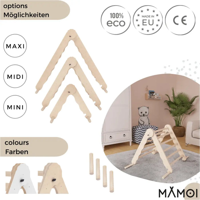 MAMOI® Triangle descalade interieur pour enfant, Mur escalade intérieur en bois pour bebe à partir de 1/2/3 an, Motricité libre montessori-4