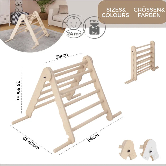 MAMOI® Triangle descalade interieur pour enfant, Mur escalade intérieur en bois pour bebe à partir de 1/2/3 an, Motricité libre montessori-2