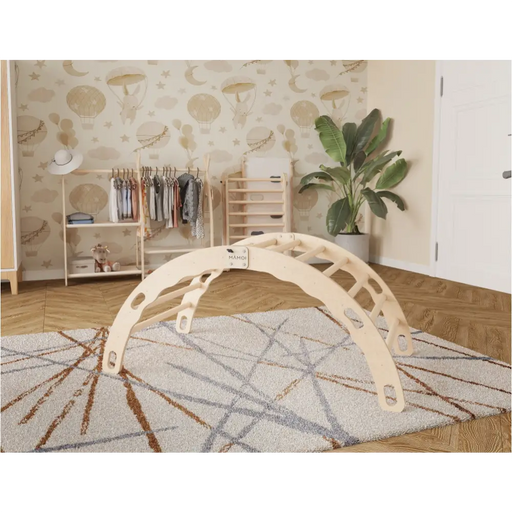 MAMOI® Triangle interieur, Mur escalade pour enfant, Aire de jeux pour bebe, Espalier en bois, Rocker arche à partir de 1/2/3 an, Bascule montessori-1