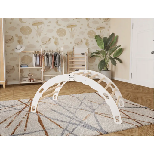 MAMOI® Triangle interieur, Mur escalade pour enfant, Aire de jeux pour bebe, Espalier en bois, Rocker arche à partir de 1/2/3 an, Bascule montessori-1