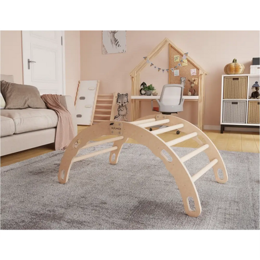 MAMOI® Triangle interieur, Mur escalade pour enfant, Aire de jeux pour bebe, Espalier en bois, Rocker arche à partir de 1/2/3 an, Bascule montessori-1