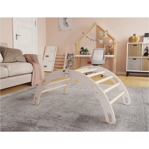 MAMOI® Triangle interieur, Mur escalade pour enfant, Aire de jeux pour bebe, Espalier en bois, Rocker arche à partir de 1/2/3 an, Bascule montessori-1