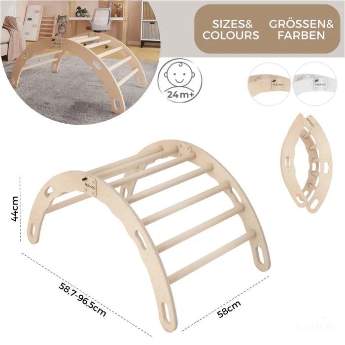 MAMOI® Triangle interieur, Mur escalade pour enfant, Aire de jeux pour bebe, Espalier en bois, Rocker arche à partir de 1/2/3 an, Bascule montessori-2