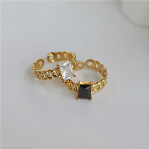 Mateo - Open Square Knotted Crystal Rings-0