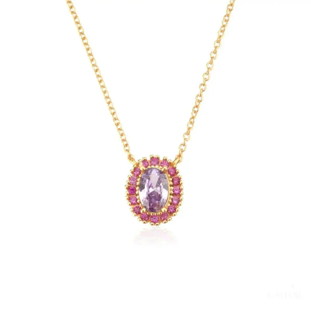 Maui - Collier à pendentifs en cristal multiple rose mauve-0