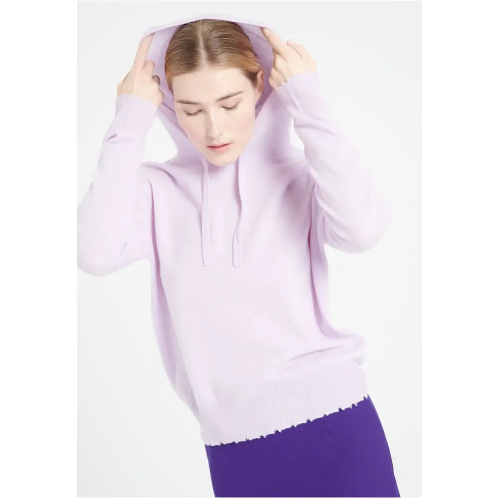 MIA 16 Sweat à capuche en cachemire avec finitions ciselées lilas-0