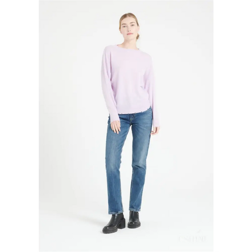 MIA 17 Pull col rond en cachemire avec finitions ciselées lilas-1