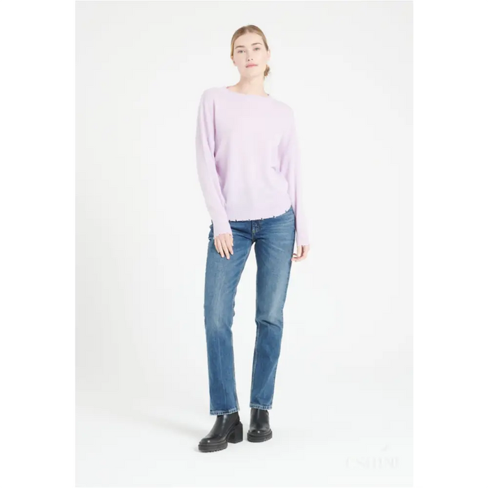 MIA 17 Pull col rond en cachemire avec finitions ciselées lilas-1