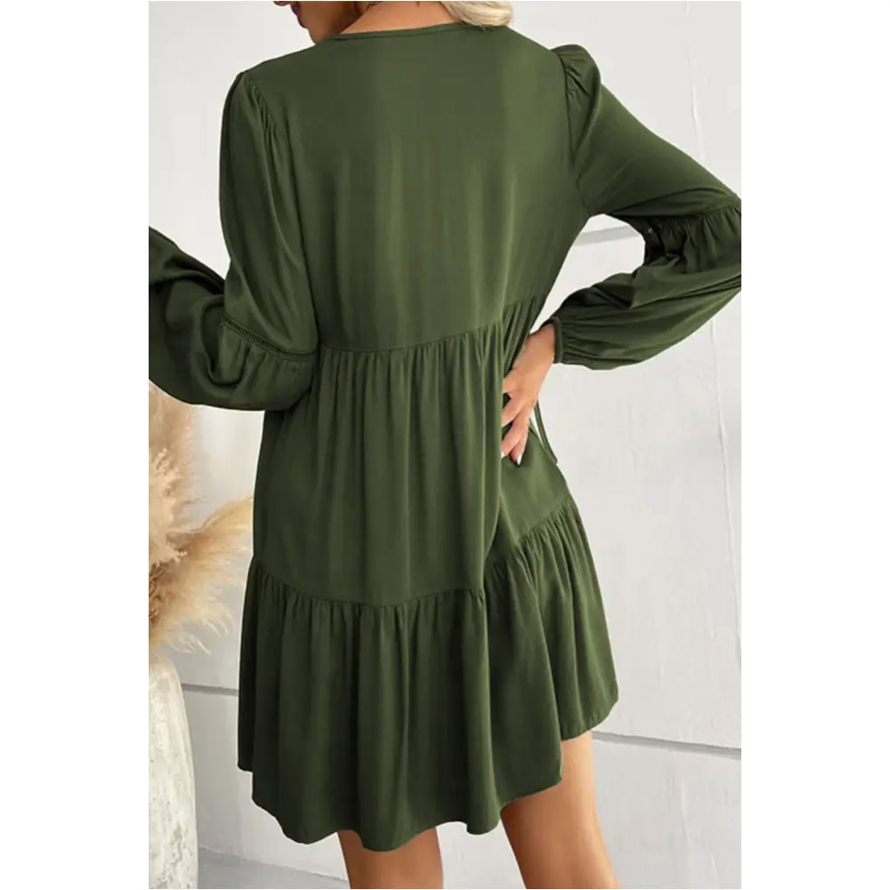 Mini-robe verte bouffantes et à plusieurs niveaux-1