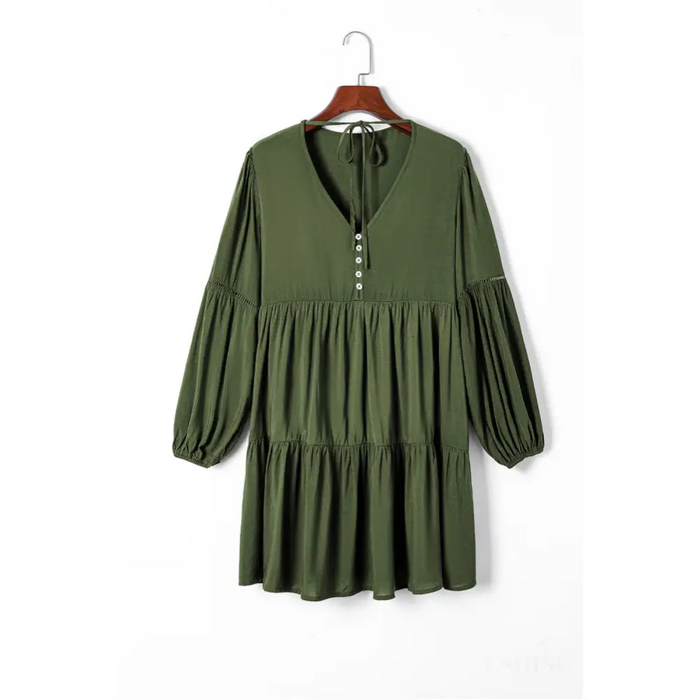 Mini-robe verte bouffantes et à plusieurs niveaux-9