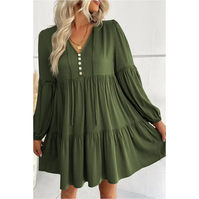 Mini-robe verte bouffantes et à plusieurs niveaux-3