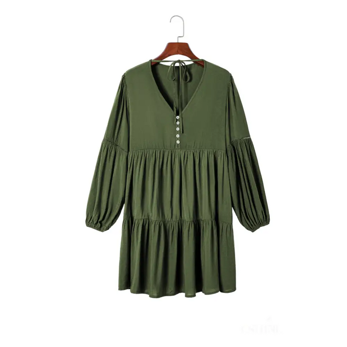 Mini-robe verte bouffantes et à plusieurs niveaux-15