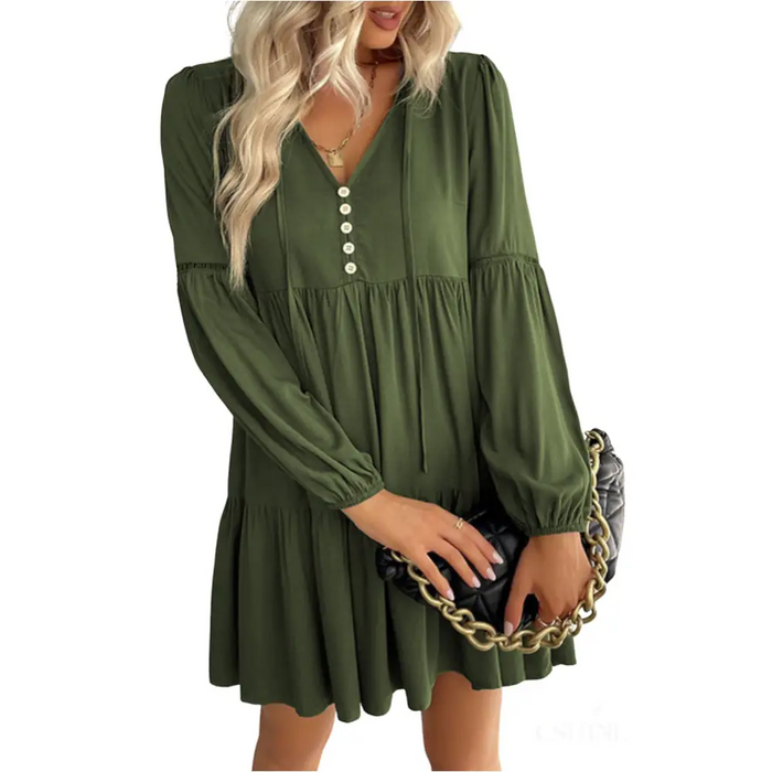 Mini-robe verte bouffantes et à plusieurs niveaux-16