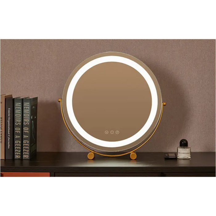 Miroir de Maquillage Nordique LED - Doré 30cm / Charge