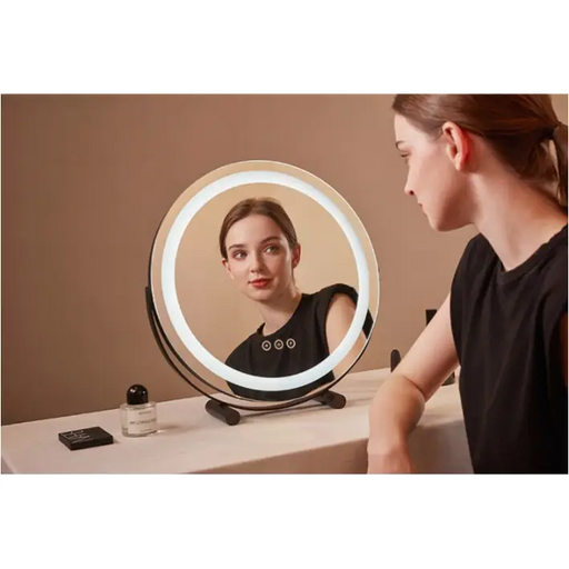 Miroir de Maquillage Nordique LED - Noir 30cm / Charge