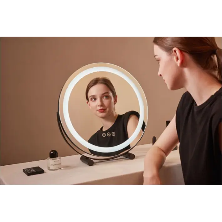 Miroir de Maquillage Nordique LED - Noir 30cm / Charge