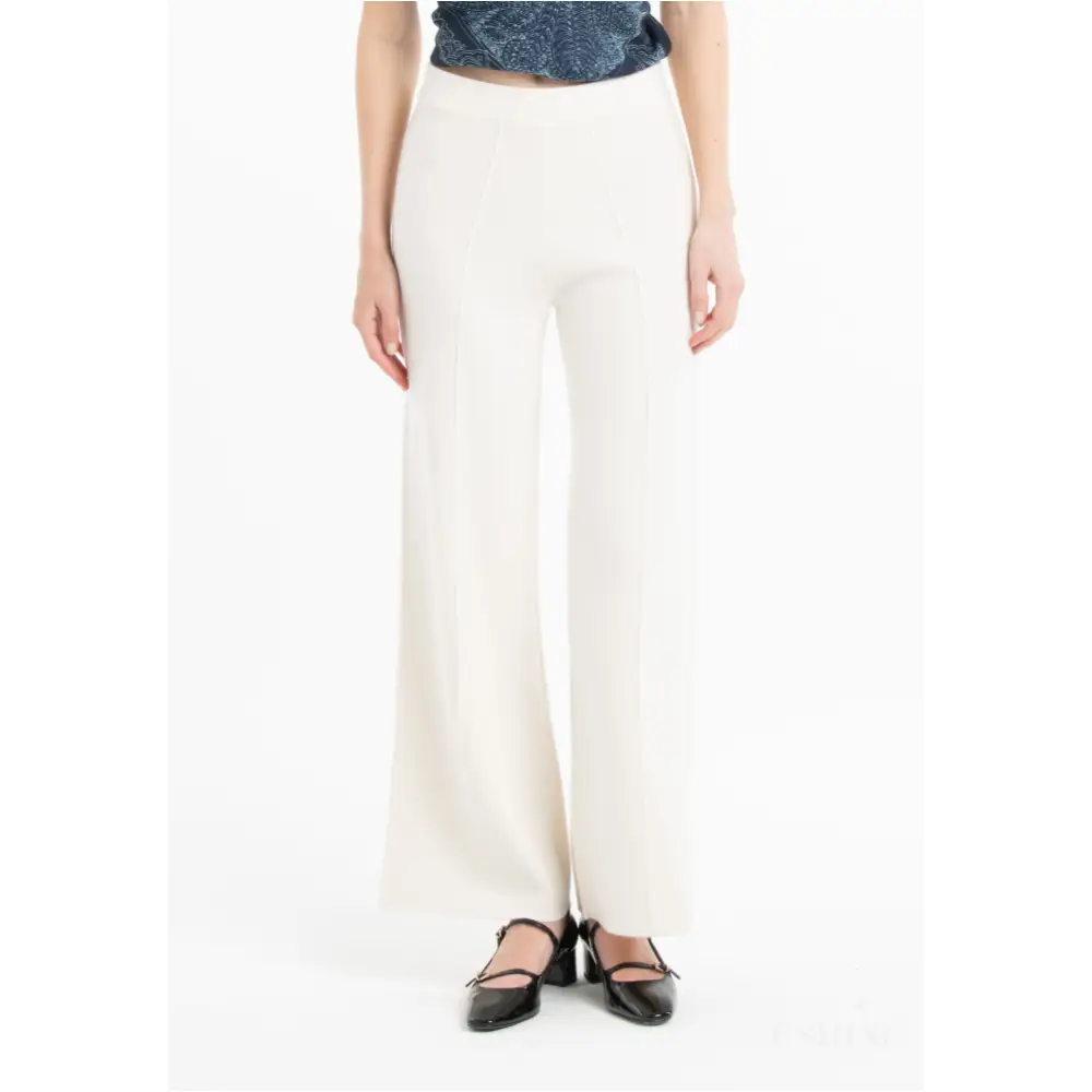 NAMI 25 Pantalon en maille milano en cachemire blanc écru-0