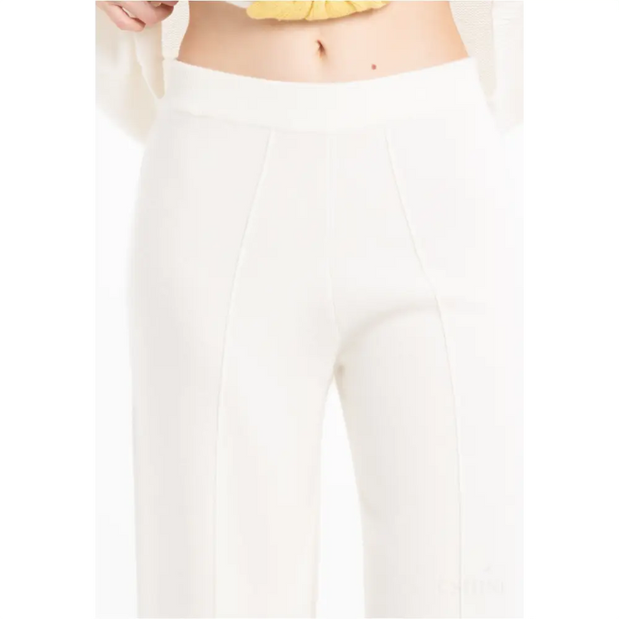 NAMI 25 Pantalon en maille milano en cachemire blanc écru-3