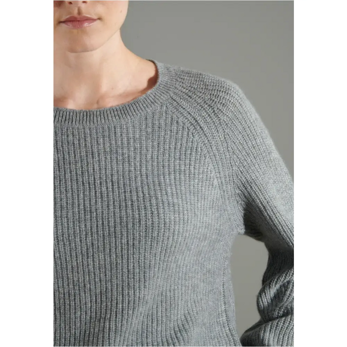 NAMI 6 Pull col rond manches raglan 4 fils en cachemire gris clair-3