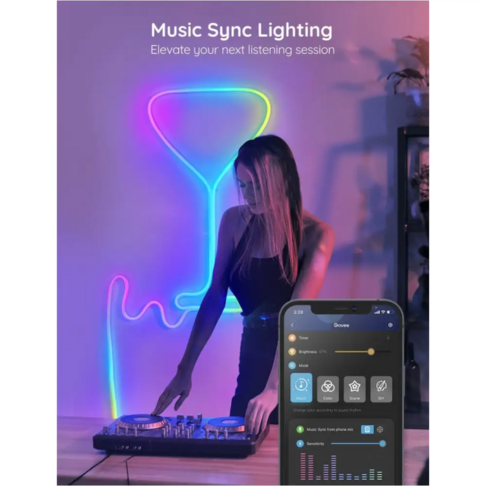 Neon Light Musique RGBIC Coloré avec Bluetooth et WiFi