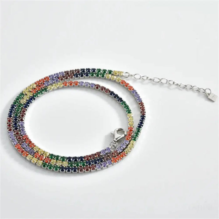 Orleons - Bracelet et collier de tennis arc-en-ciel-8