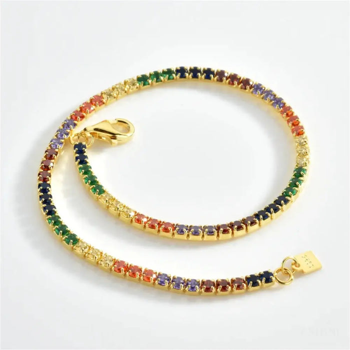 Orleons - Bracelet et collier de tennis arc-en-ciel-5