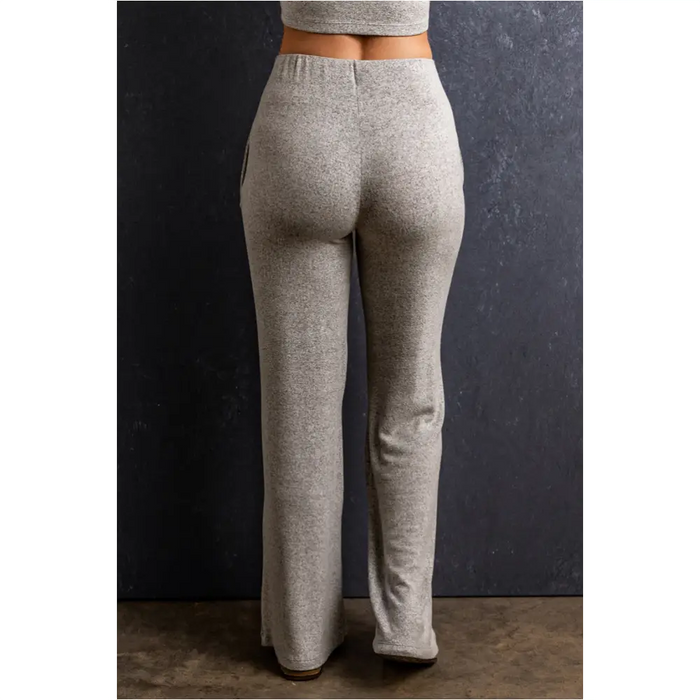 Pantalon droit à élastique gris clair-1