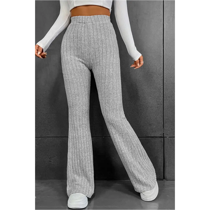 Pantalon évasé unie gris-2